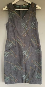 White Stuff Grey Embroidered Sleeveless Shift Dress with Pockets UK 8 Day Smart - Picture 1 of 5