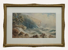 William H Raworth (1820-1905) - Framed Watercolour, Ship in Stormy Seas