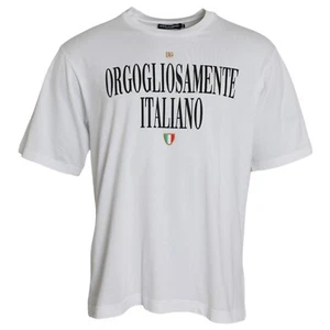 DOLCE & GABBANA T-shirt White Logo Cotton Round Neck Short Sleeves IT50/US40/L - Picture 1 of 7