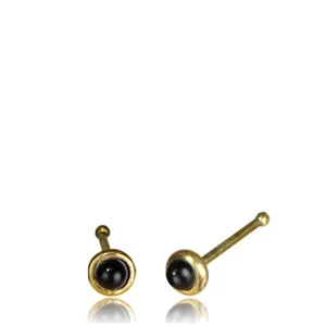 SINGLE 20G TRIBAL BRASS ONYX STONE STUD NOSE PIN NOSE BONE 7MM POST 3.5MM HEAD - Picture 1 of 1