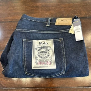 NWT $165 Polo Ralph Lauren Jeans Mens 46x30 Hamilton Straight Dark Blue Denim - Picture 1 of 20
