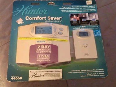 Hunter 44668 Indigo Comfort Saver 7-Day Room Control Thermostat Factory Sealed  - Image 1 of 4