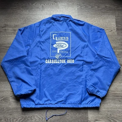 CHAQUETA VINTAGE AÑOS 80 SWINGSTER ADIVINA FORD MERCURY DISTRIBUIDOR AZUL HECHA EN EE. UU. TALLA L Foto 1 de 4