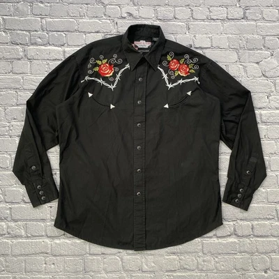 Camisa Occidental Brooks & Dunn Panhandle Delgada Para Hombres L Perla A Presión Floral Vaquero Calavera Foto 1 de 4