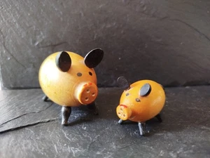 Dos saleros y pimenteros Mid Century 🐷 Cerdo 🐷 Madera años 60 - Imagen 1 de 4