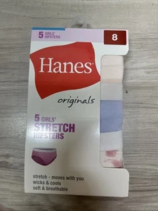Hanes Originals Girls' 8Hipster Underwear, 5-Pack Stretch Wicks & Cools - Picture 1 of 2