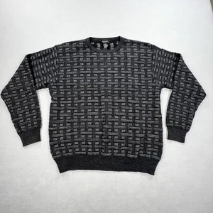 Mino Milano Sweater Mens Large Gray Black Wool Blend Textured Knit Made Italy - Picture 1 of 10