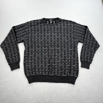 Mino Milano Sweater Mens Large Gray Black Wool Blend Textured Knit Made Italy - Image 1 of 4