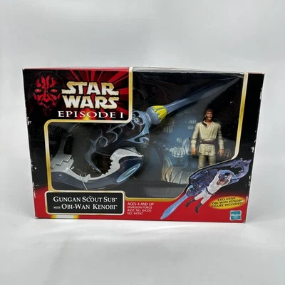 Juego Vintage Star Wars Episodio I Gungan Scout Sub con Obi-Wan Kenobi Hasbro 1999 Foto 1 de 4