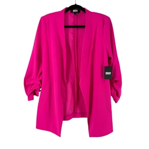 DKNY Blazer Jacke Hot Pink Damen Größe L Foundations 3/4 Arm Rüschen Karriere - Bild 1 von 10