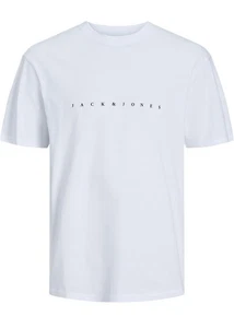 JACK & JONES Herren T-Shirt Rundhalsausschnitt Kurzarm Logo weiß Large neu mit Etikett - Bild 1 von 8