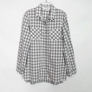 Simply Noelle Karomuster grau Button Down Hemd Damen Medium Western Country - Bild 1 von 11