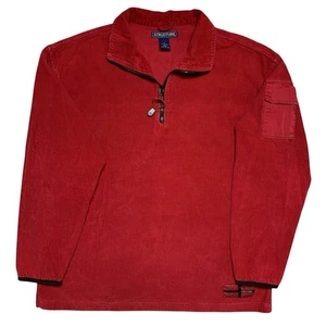 Vintage Y2K Red Corduroy Quarter Zip Long Sleeve Sweater Shirt  - Picture 1 of 6