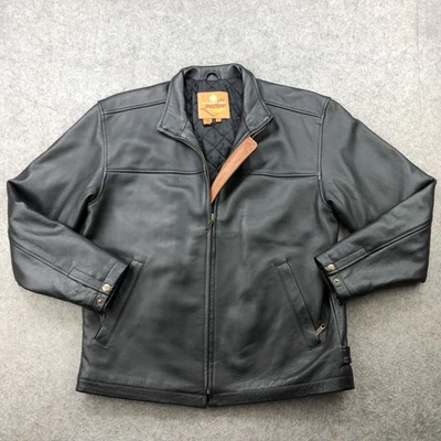Territory Ahead Leather Jacket Mens Medium Black Quilted Lined Full Zip Classic - Image 1 of 4