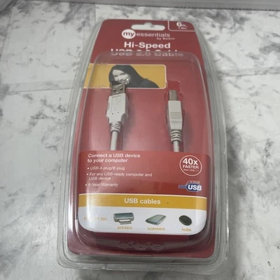 Belkin My Essentials Hi Speed USB 2.0 Cable 6 Feet NOS In factory Sealed Package - Image 1 of 4