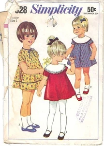 Pattern Simplicity Sewing Toddlers' Dress W/ Collar Size 1 VINTAGE 1967 NEW - Picture 1 of 2