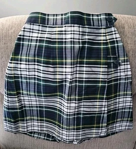 Girl School Skort Yellow Green Navy Plaid Size 8 - Picture 1 of 6
