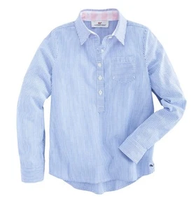 VINYARD VINES Mädchen gestreiftes Sconset Popover Langarm Kragen Shirt Gr. L 14 - Bild 1 von 9