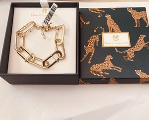 House Of Harlow 1960 Gold Plated Paperclip Link Bracelet -New - Picture 1 of 6