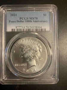 2021 Perfect MS70 Peace Dollar PCGS 54158064 - Picture 1 of 2