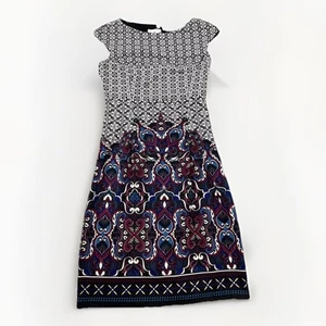 London Times Womens Colorful Abstract Geometric Sleeveless Dress Size 6 - Picture 1 of 9