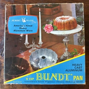 Vintage Nordic Ware Aluminiumguss Teflon Mandarine Bundt Pfanne 50138 mit Box - Bild 1 von 9