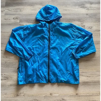 Chaqueta cortavientos vintage Pro Spirit para hombre repelente al agua cremallera capucha azul grande Foto 1 de 4