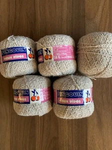 Vintage Pingouin Eaux Vives 30% Flax 70% Acrylic Color 02 Natural 5 Skeins New - Picture 1 of 5