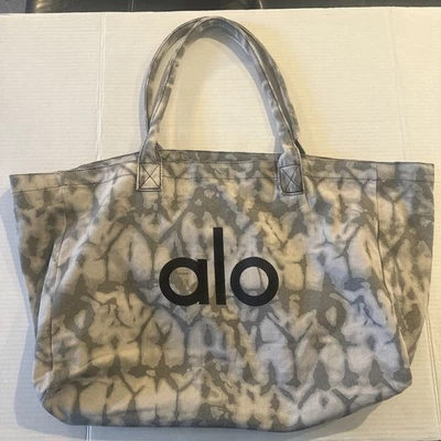 Bolso de Mano Alo Gris Tie-Dye Negro Logo Lona Bolso de Gimnasio Fin de Semana Usado en Excelente Condición-Como Nuevo Foto 1 de 4