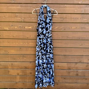 Vintage Tadashi Floral Sheer Mesh Panel Illusion Neckholder Maxi Dress Gr. XS - Bild 1 von 18