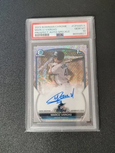 Marco Vargas 2023 Bowman Chrome 1st Speckle Refractor Auto /299 PSA 10 - Bild 1 von 2