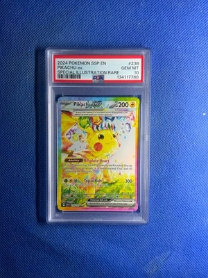 2024 POKEMON SSP EN-SURGING SPARKS SPECIAL ILLUSTRATION RARE PIKACHU EX PSA 10 - Image 1 of 2