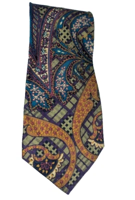 Corbata de seda italiana Damon para hombre marrón dorado granate hecha en EE. UU. clásica vintage Foto 1 de 4