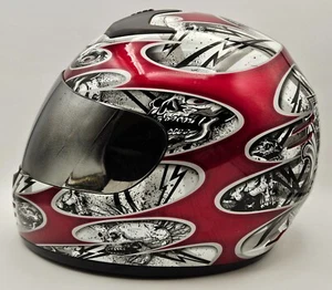 Bell Arrow Helmet Graphic Red Skull Size L (Lining Needs Replaced) - Picture 1 of 18