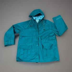 Vintage LL Bean Raincoat Green Women’s XL PVC Zipper Breathable Vented - Picture 1 of 11