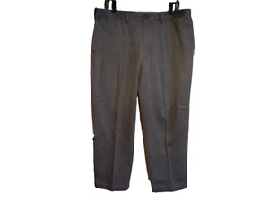Lands' End Beige GREY Chino Traditional Fit Pants Mens Flat Front Size 36/28 - Picture 1 of 2