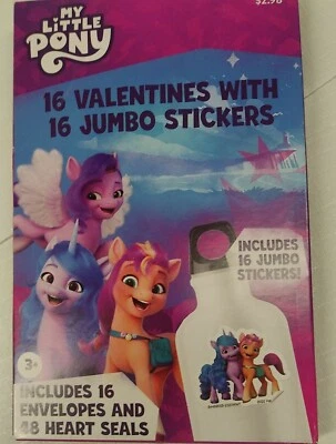New My Little Pony 16 Valentines Day Cards with 16 Jumbo Stickers Collectables. - Image 1 of 4