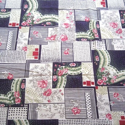 50cm x 92cm Cotton Sewing Fabric Vintage 1960s Purple Pink Rose Patchwork Retro - image 1 of 4