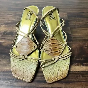 Carlos "Mambo" Leather Strappy Reptile Embossed Sandal Size 8 - Picture 1 of 9