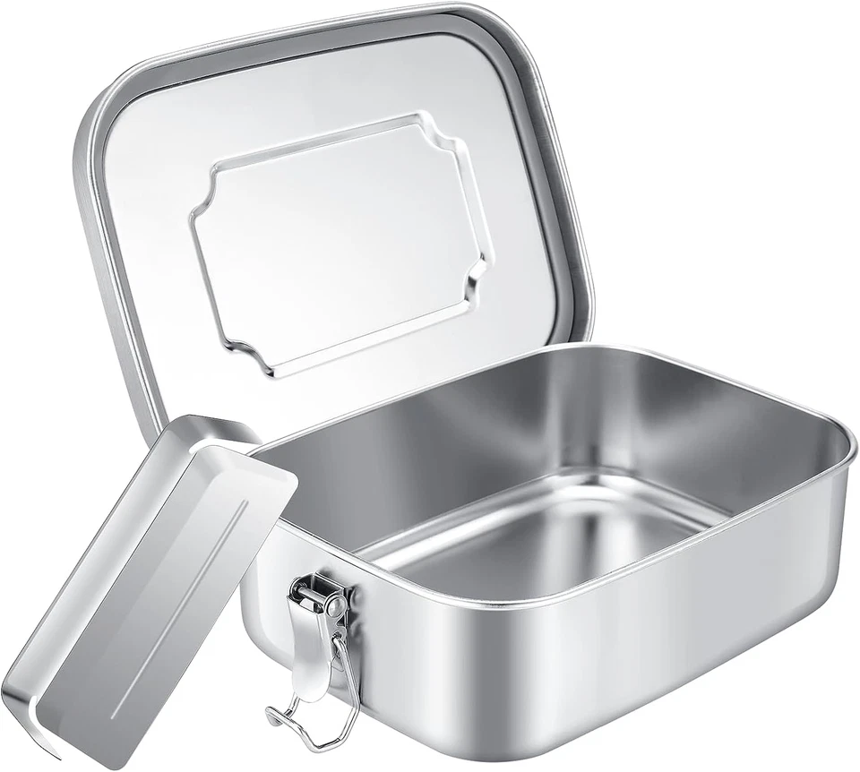 Lunch Box in Acciaio Inossidabile Con 2 Scomparti, Divisorio Mobile a Tenuta Sta - Immagine 1 di 4