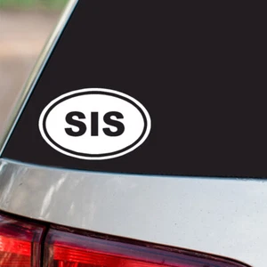 SIS Sticker Sister Family Love oval euro chrome & regular vinyl color choices - Picture 1 of 2