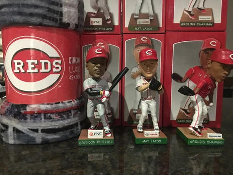 Cincinnati REDS 2013 Bobblehead LOT - Chapman, Phillips, Latos + LUXURY Blanket Cover