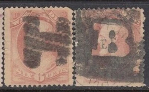 6c WAR DEPT - BANKNOTE OFFICIALS - LOT of 2 w LETTERS FANCY CANCEL !! - Picture 1 of 1