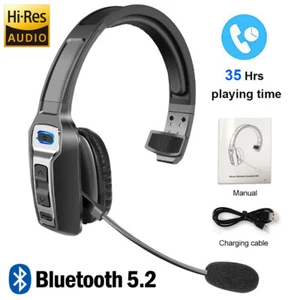 Wireless Bluetooth Driver Trucker Headset AI Noise Cancelling Mic for Phones PC - Picture 1 of 12