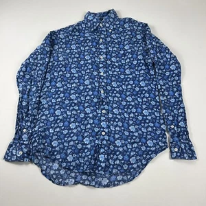 Camisa Ralph Lauren Lujo Lino Floral Abotonada Grande Azul Claro y Oscuro XS - Imagen 1 de 10