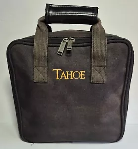 BLACK "TAHOE" ZIP-UP PICNIC BAG w/NEW CUTLERY, CUPS, PLATES & NAPKINS - Picture 1 of 4