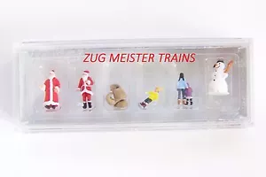 N scale Preiser TWO Santa , ONE Snowman , Children & Sacks CHRISTMAS FIGURES - Picture 1 of 2