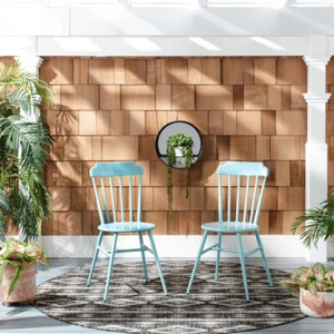 SAFAVIEH Outdoor Collection Broderick Side Chair | Baby Blue | - Picture 1 of 11