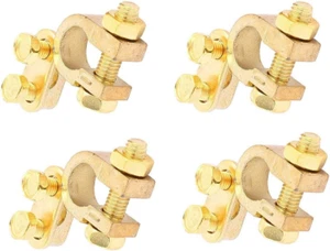 Auto Car Positive & Negative Battery Terminal Clamp Clips Brass Connector 4Pcs - Picture 1 of 3