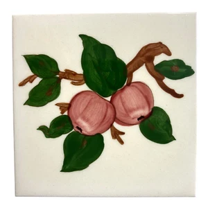Vintage Franciscan Ceramic Apple Tile Trivet Hand Painted Kitchen Decor 6x6 - Picture 1 of 10